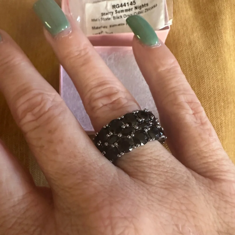 Bomb‎ Party OG Ring Starry Summer Nights Black Onyx Cubic Zirconia on Hematite 6